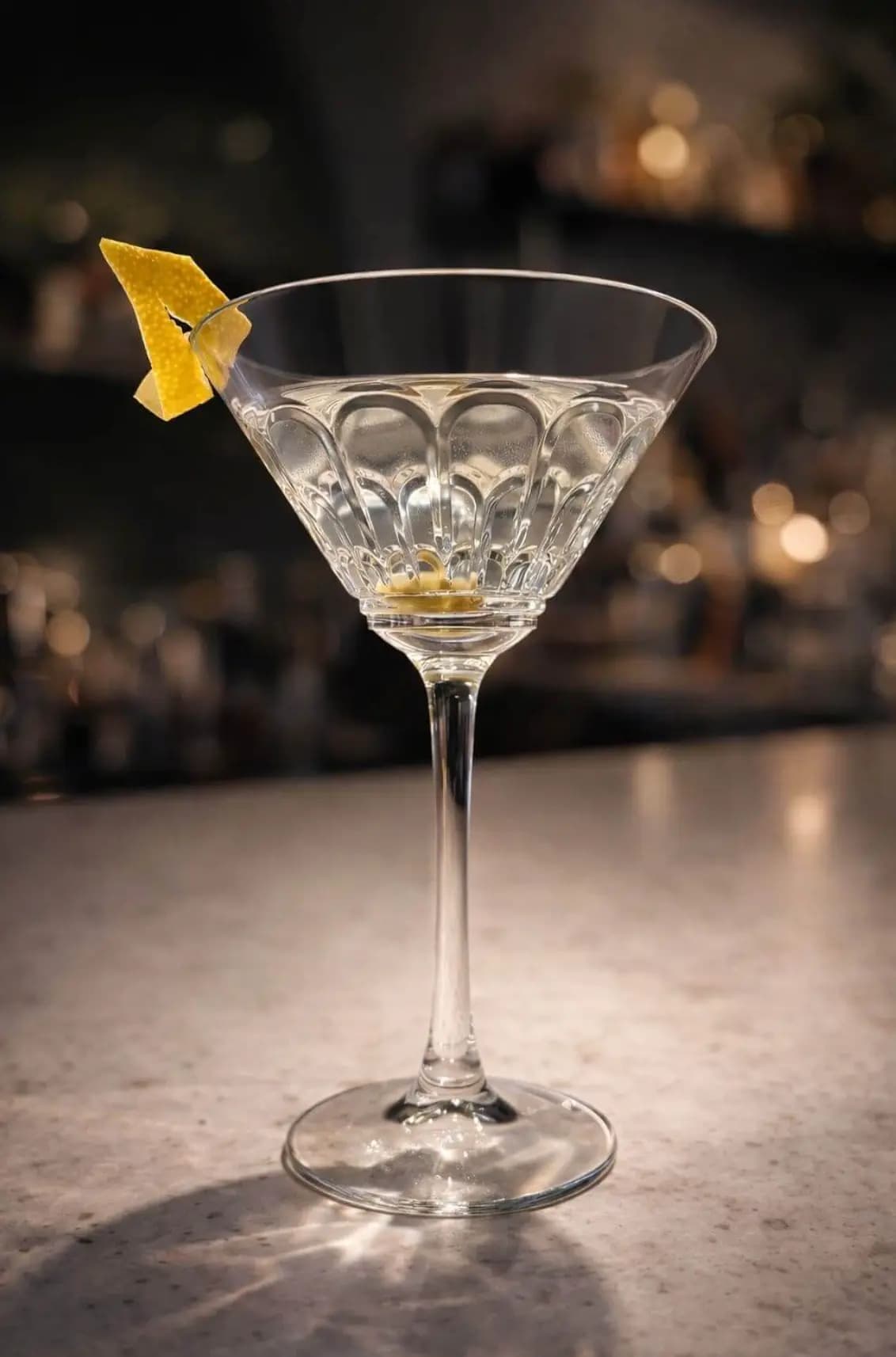 Martini clásico con twist de limón