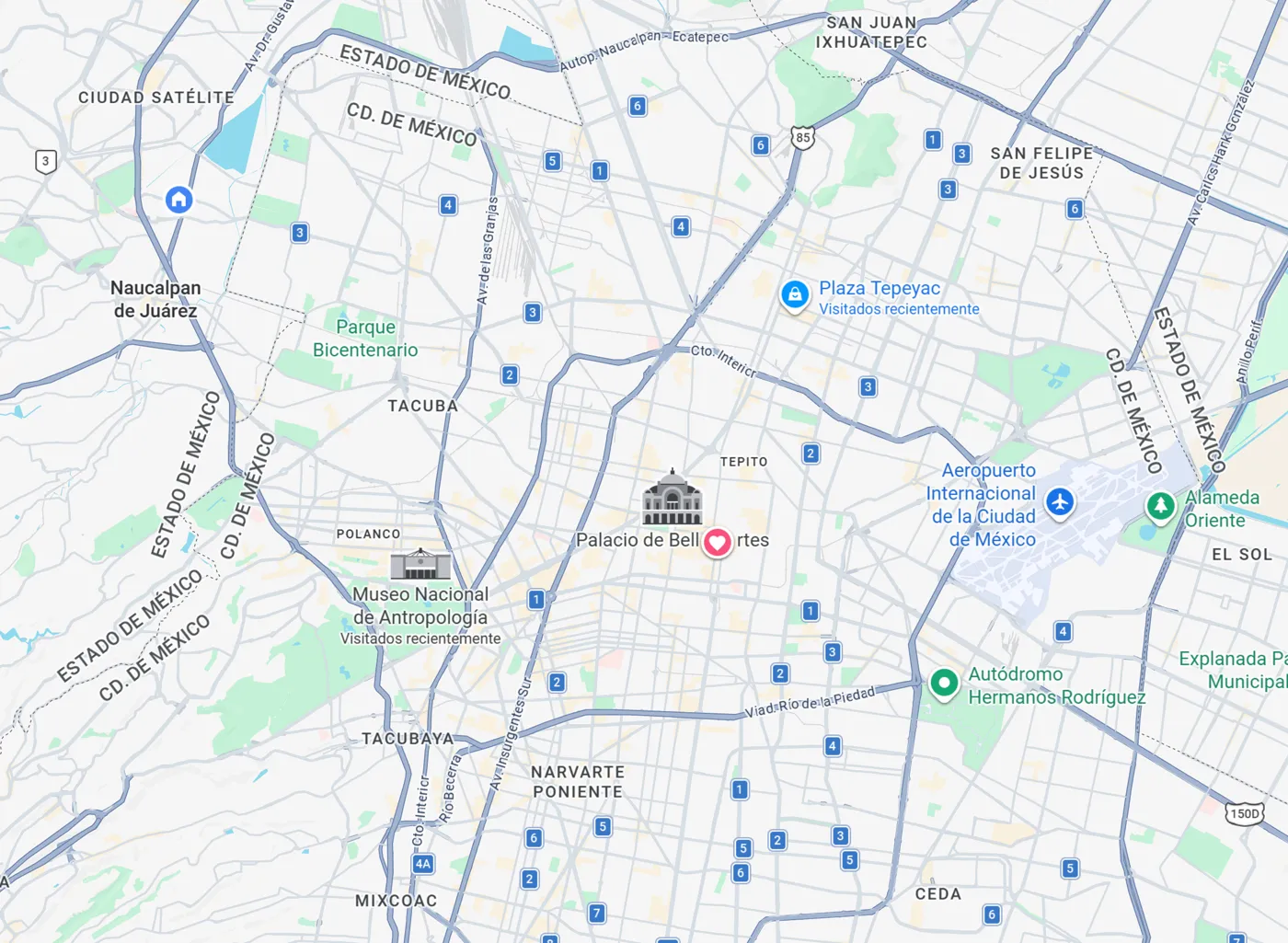 Mapa CDMX con hospitales